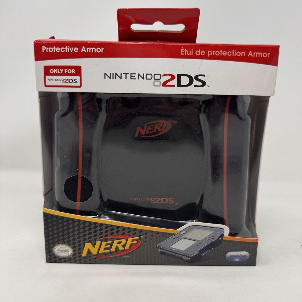 Nintendo 2DS Nerf Protective Armor Case Hand Grip Handle Black Red NEW Video PDP